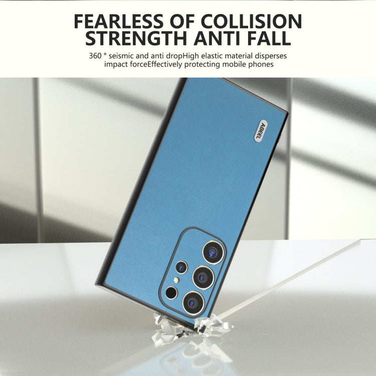 For Samsung Galaxy S24 Ultra 5G ABEEL Arashi Texture PU Phone Case(Sky Blue) - HoMEdemic™ 