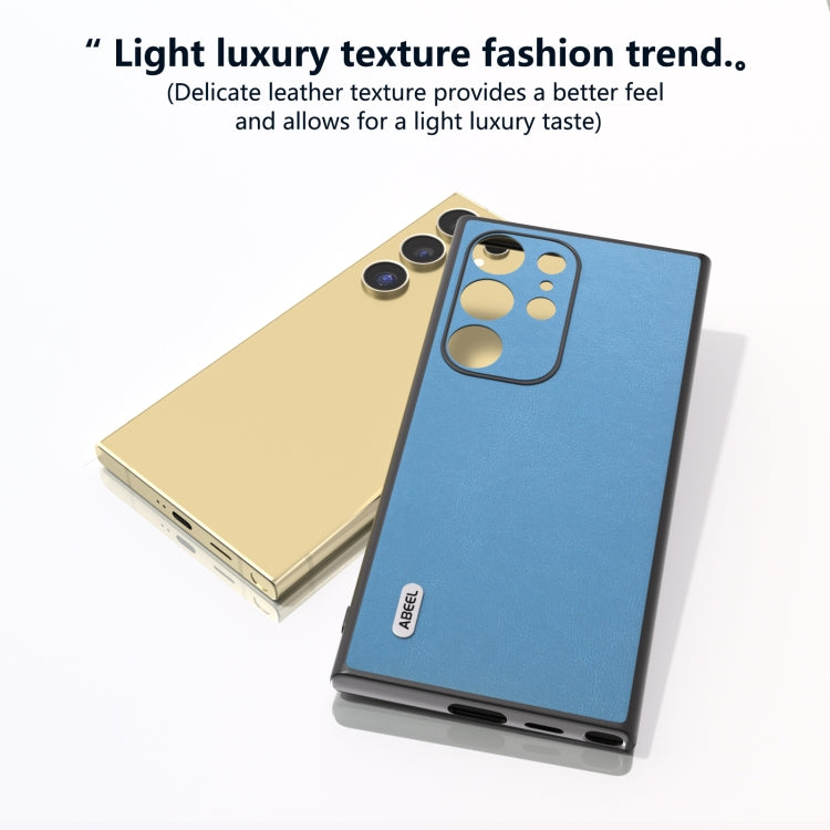 For Samsung Galaxy S24 Ultra 5G ABEEL Arashi Texture PU Phone Case(Sky Blue) - HoMEdemic™ 