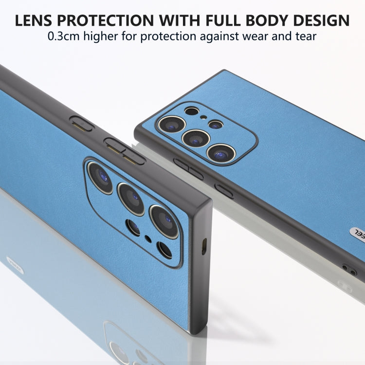 For Samsung Galaxy S24 Ultra 5G ABEEL Arashi Texture PU Phone Case(Sky Blue) - HoMEdemic™ 