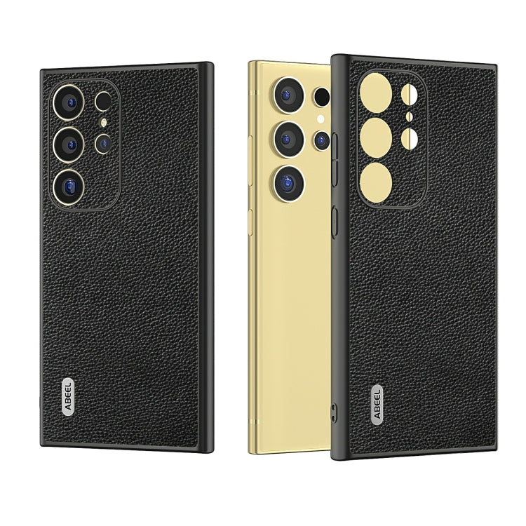 For Samsung Galaxy S24 Ultra 5G ABEEL Black Edge Genuine Leather Mino Phone Case(Black) - HoMEdemic™ 