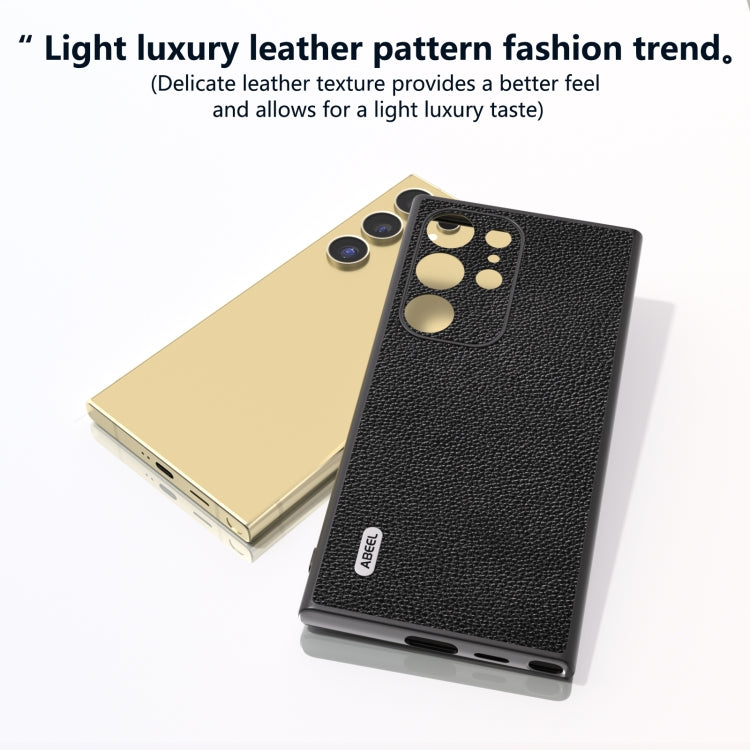 For Samsung Galaxy S24 Ultra 5G ABEEL Black Edge Genuine Leather Mino Phone Case(Black) - HoMEdemic™ 