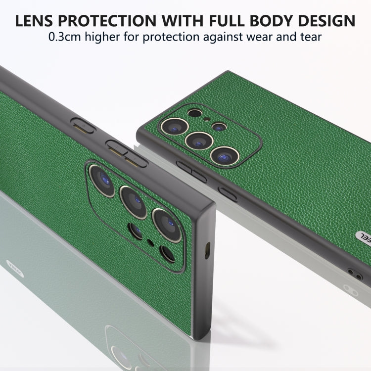 For Samsung Galaxy S24 Ultra 5G ABEEL Black Edge Genuine Leather Mino Phone Case(Green) - HoMEdemic™ 
