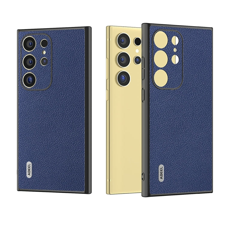 For Samsung Galaxy S24 Ultra 5G ABEEL Black Edge Genuine Leather Mino Phone Case(Royal Blue) - HoMEdemic™ 