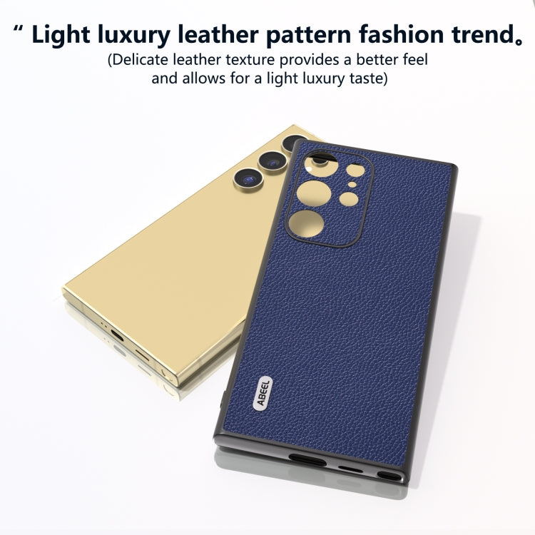 For Samsung Galaxy S24 Ultra 5G ABEEL Black Edge Genuine Leather Mino Phone Case(Royal Blue) - HoMEdemic™ 