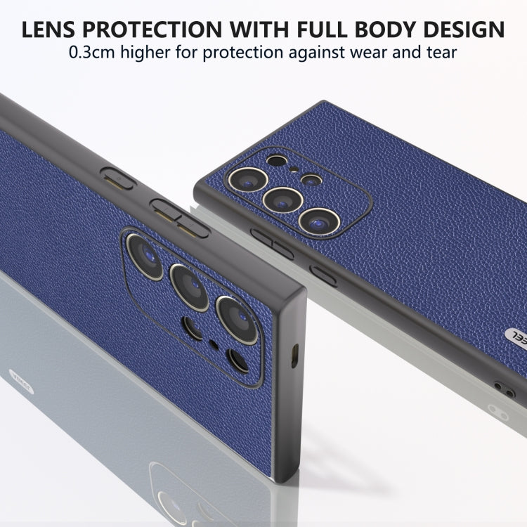 For Samsung Galaxy S24 Ultra 5G ABEEL Black Edge Genuine Leather Mino Phone Case(Royal Blue) - HoMEdemic™ 