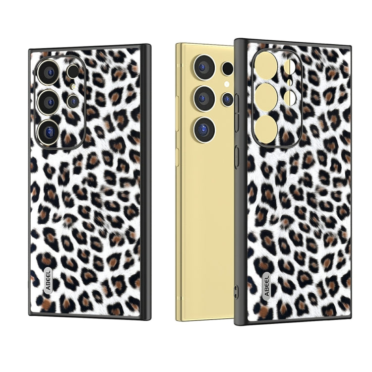 For Samsung Galaxy S24 Ultra 5G ABEEL Black Edge Leopard Phone Case(Silver Leopard) - HoMEdemic™ 