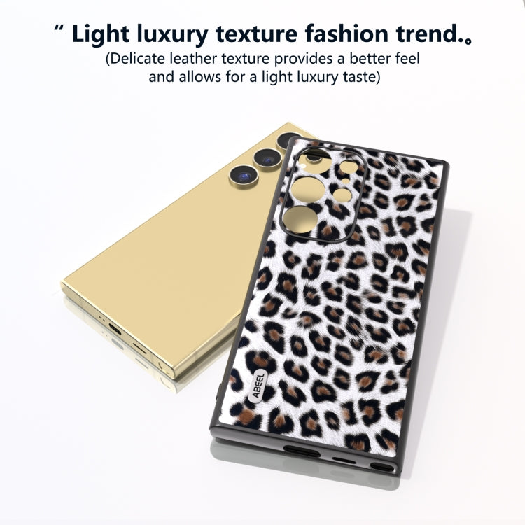 For Samsung Galaxy S24 Ultra 5G ABEEL Black Edge Leopard Phone Case(Silver Leopard) - HoMEdemic™ 