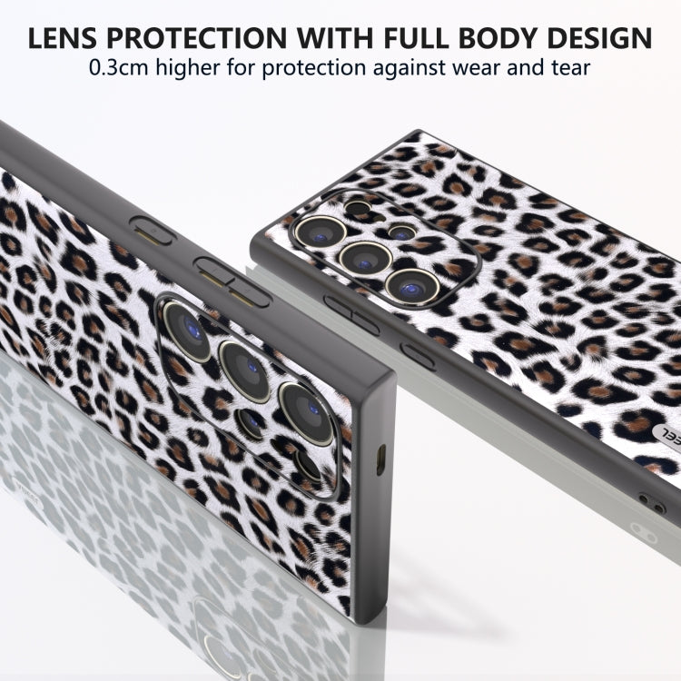 For Samsung Galaxy S24 Ultra 5G ABEEL Black Edge Leopard Phone Case(Silver Leopard) - HoMEdemic™ 