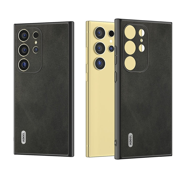 For Samsung Galaxy S24 Ultra 5G ABEEL Black Edge Two-color Calf Texture PU Phone Case(Black) - HoMEdemic™ 