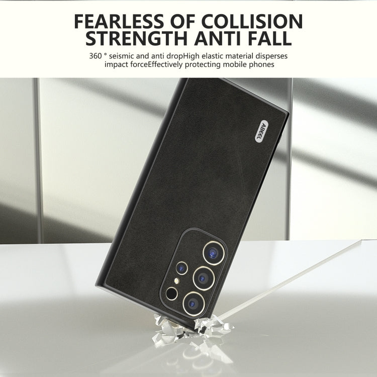 For Samsung Galaxy S24 Ultra 5G ABEEL Black Edge Two-color Calf Texture PU Phone Case(Black) - HoMEdemic™ 