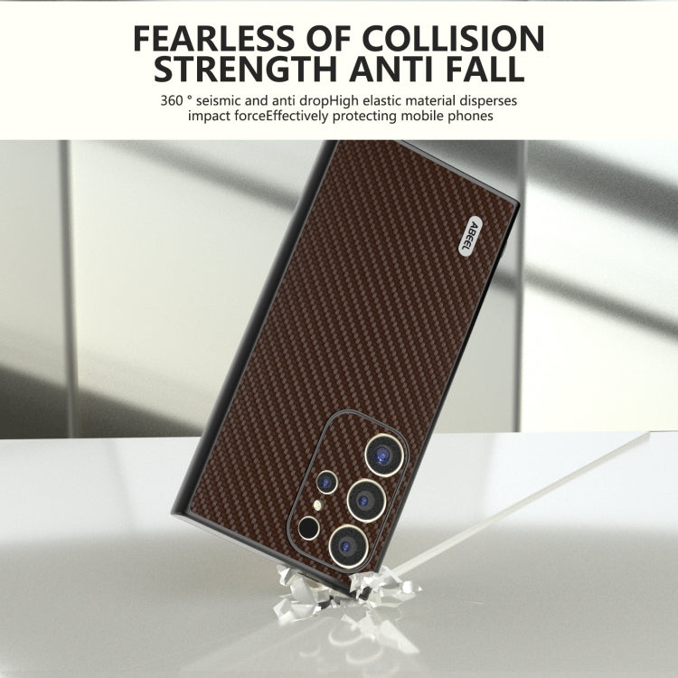 For Samsung Galaxy S24 Ultra 5G ABEEL Carbon Fiber Texture Protective Phone Case(Dark Brown) - HoMEdemic™ 