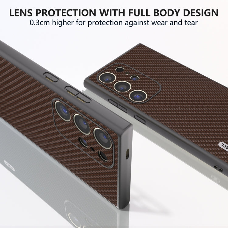 For Samsung Galaxy S24 Ultra 5G ABEEL Carbon Fiber Texture Protective Phone Case(Dark Brown) - HoMEdemic™ 