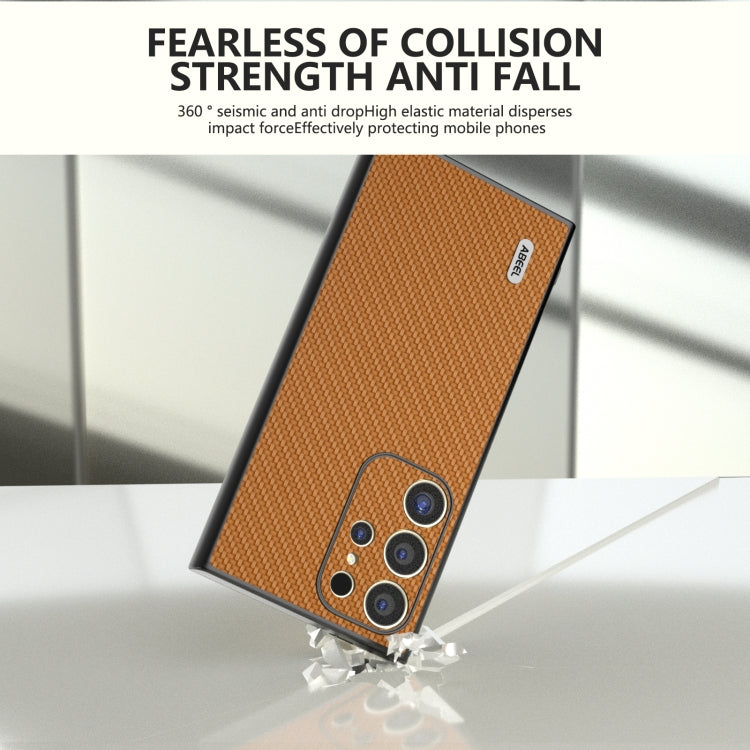 For Samsung Galaxy S24 Ultra 5G ABEEL Carbon Fiber Texture Protective Phone Case(Light Brown) - HoMEdemic™ 