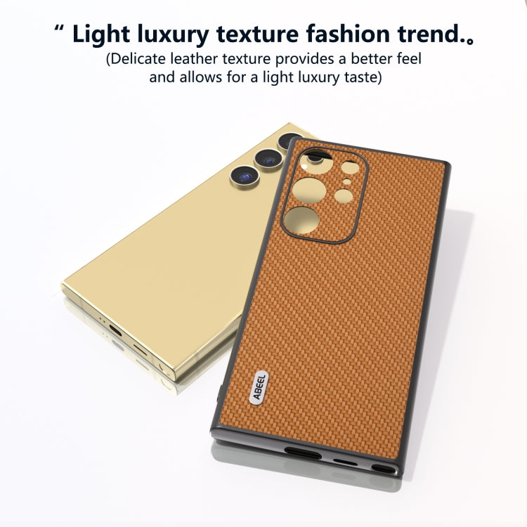 For Samsung Galaxy S24 Ultra 5G ABEEL Carbon Fiber Texture Protective Phone Case(Light Brown) - HoMEdemic™ 