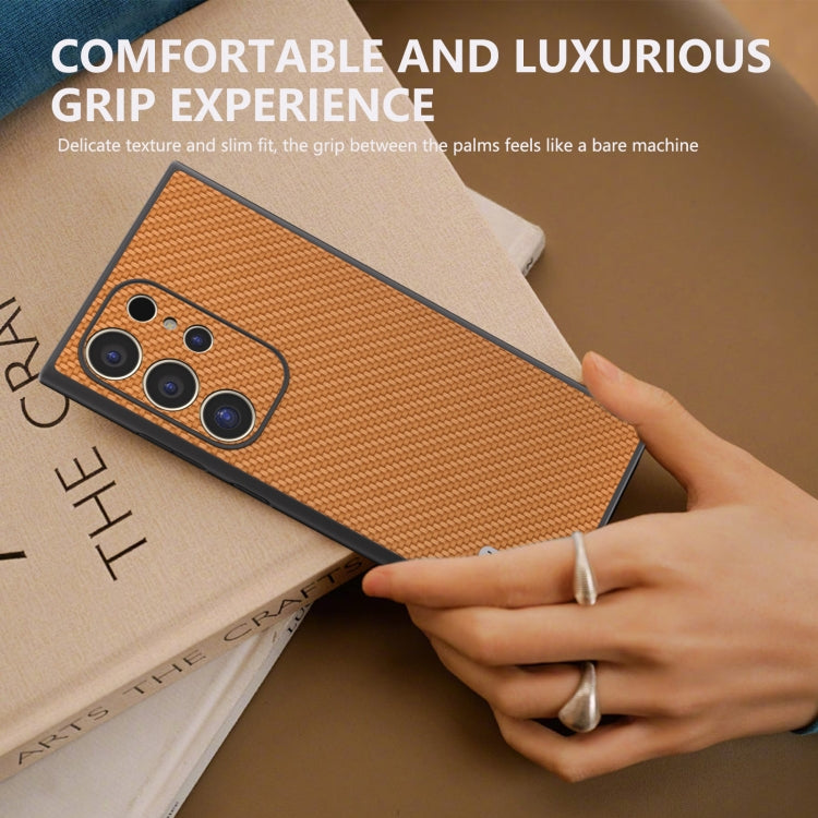 For Samsung Galaxy S24 Ultra 5G ABEEL Carbon Fiber Texture Protective Phone Case(Light Brown) - HoMEdemic™ 