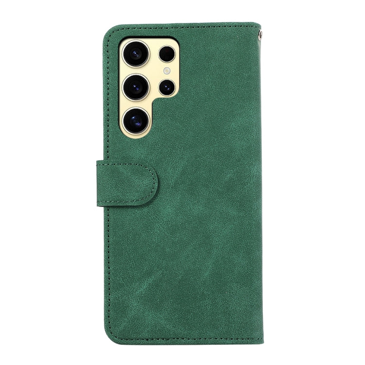 For Samsung Galaxy S24 Ultra 5G ABEEL Color Block Magnetic RFID Leather Phone Case(Green-Black) - HoMEdemic™ 