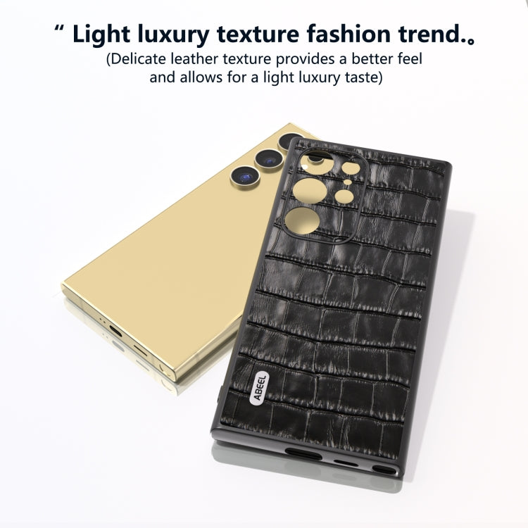 For Samsung Galaxy S24 Ultra 5G ABEEL Crocodile Texture Genuine Leather Phone Case(Black) - HoMEdemic™ 