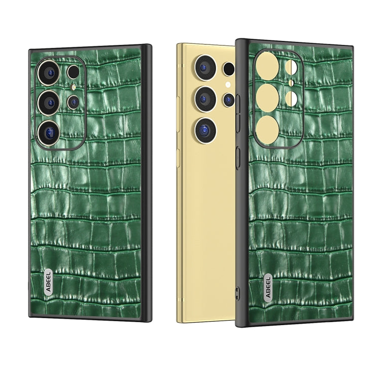 For Samsung Galaxy S24 Ultra 5G ABEEL Crocodile Texture Genuine Leather Phone Case(Green) - HoMEdemic™ 