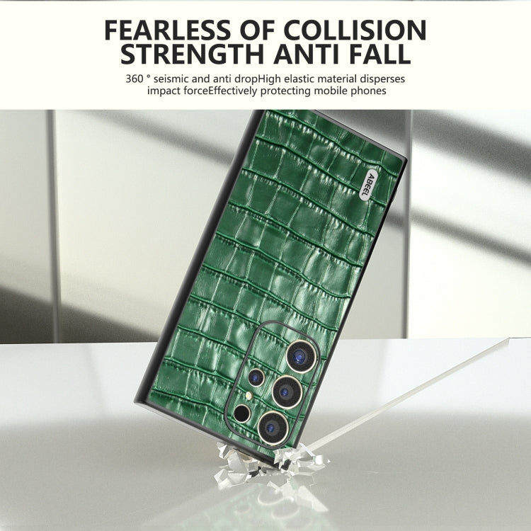 For Samsung Galaxy S24 Ultra 5G ABEEL Crocodile Texture Genuine Leather Phone Case(Green) - HoMEdemic™ 