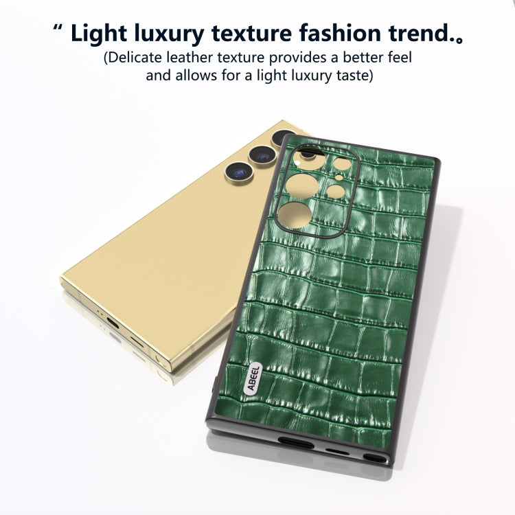 For Samsung Galaxy S24 Ultra 5G ABEEL Crocodile Texture Genuine Leather Phone Case(Green) - HoMEdemic™ 
