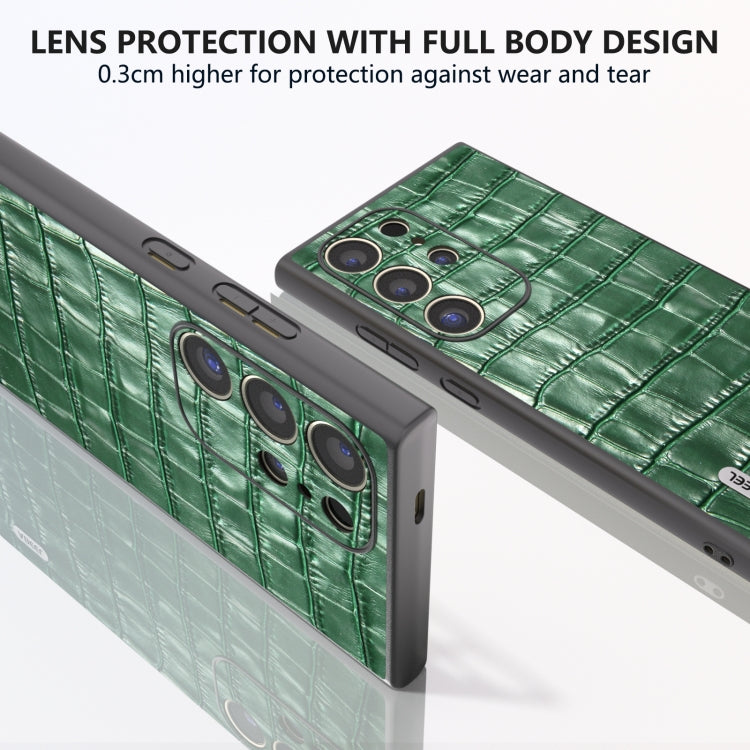 For Samsung Galaxy S24 Ultra 5G ABEEL Crocodile Texture Genuine Leather Phone Case(Green) - HoMEdemic™ 