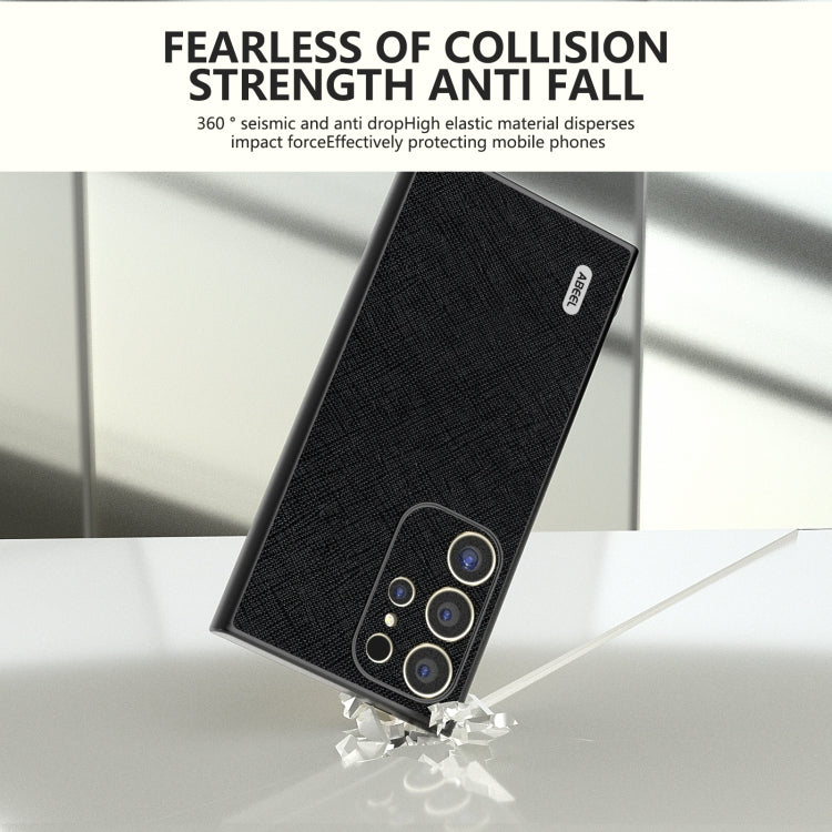 For Samsung Galaxy S24 Ultra 5G ABEEL Cross Texture Genuine Leather Phone Case(Black) - HoMEdemic™ 