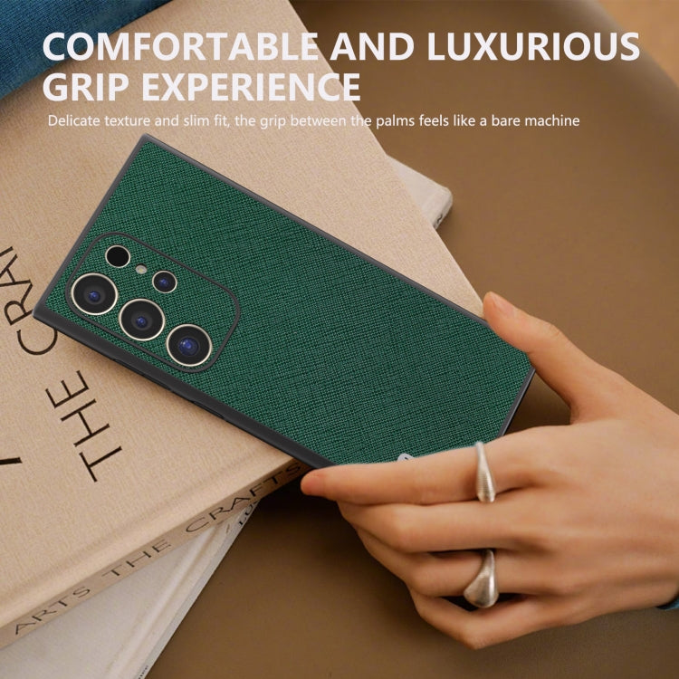 For Samsung Galaxy S24 Ultra 5G ABEEL Cross Texture Genuine Leather Phone Case(Green) - HoMEdemic™ 