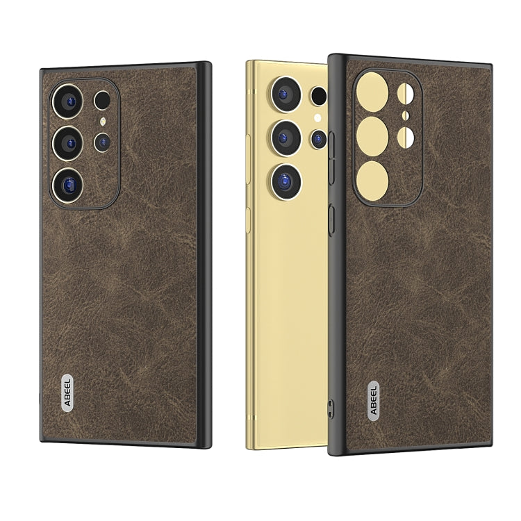 For Samsung Galaxy S24 Ultra 5G ABEEL Dream Litchi Texture PU Phone Case(Khaki) - HoMEdemic™ 
