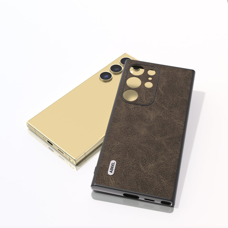 For Samsung Galaxy S24 Ultra 5G ABEEL Dream Litchi Texture PU Phone Case(Khaki) - HoMEdemic™ 