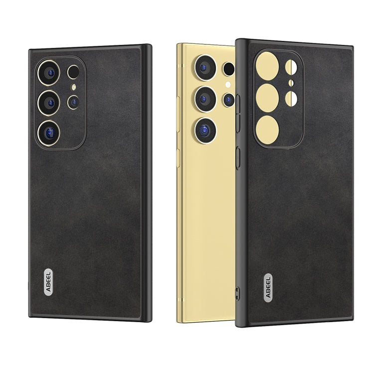 For Samsung Galaxy S24 Ultra 5G ABEEL Dual Color Cowhide Texture PU Phone Case(Black) - HoMEdemic™ 