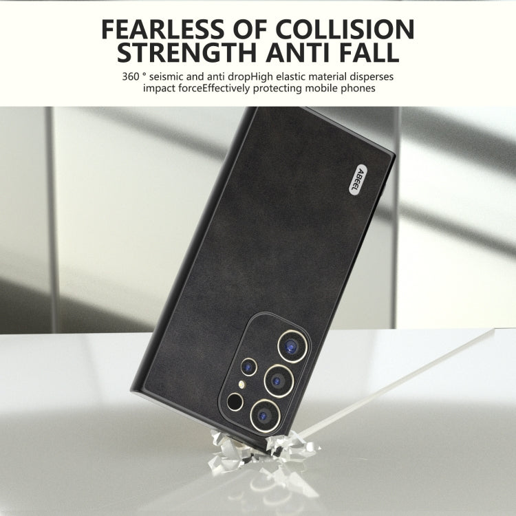 For Samsung Galaxy S24 Ultra 5G ABEEL Dual Color Cowhide Texture PU Phone Case(Black) - HoMEdemic™ 