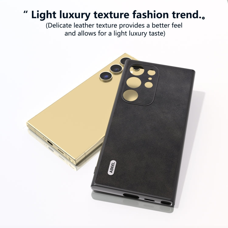 For Samsung Galaxy S24 Ultra 5G ABEEL Dual Color Cowhide Texture PU Phone Case(Black) - HoMEdemic™ 