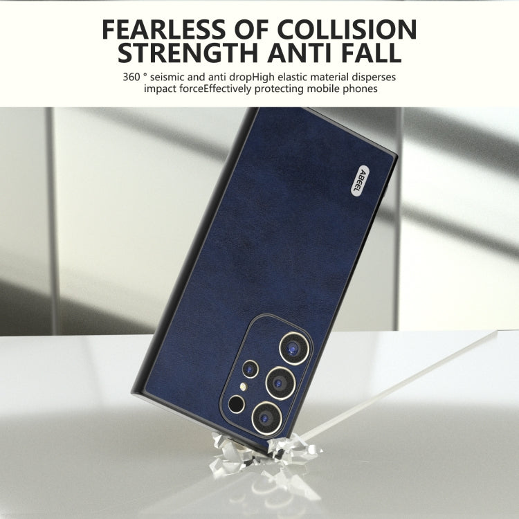 For Samsung Galaxy S24 Ultra 5G ABEEL Dual Color Cowhide Texture PU Phone Case(Blue) - HoMEdemic™ 