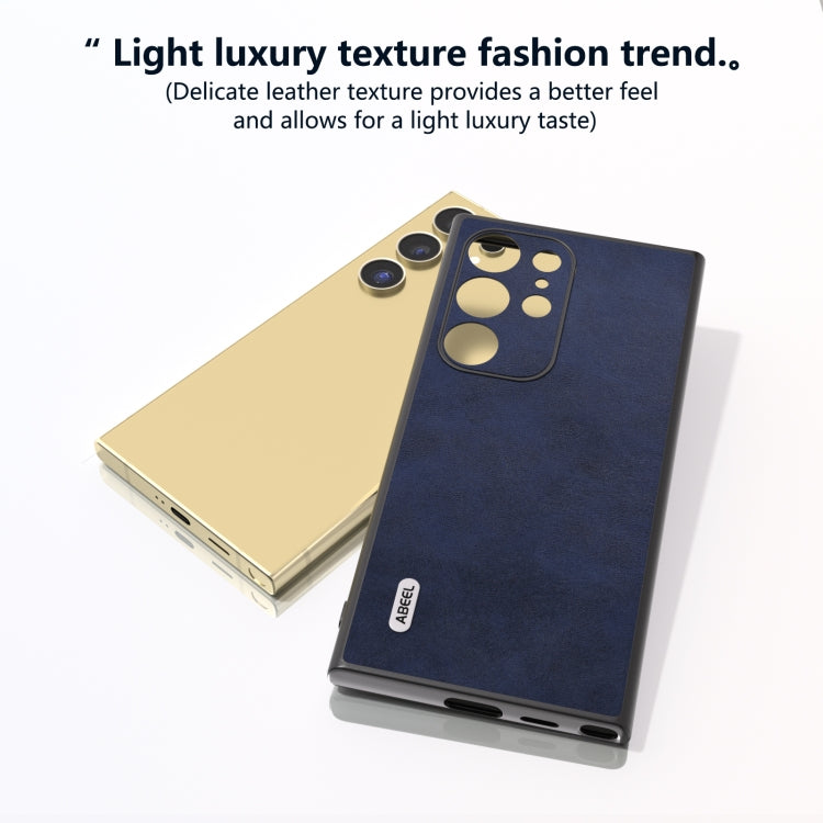 For Samsung Galaxy S24 Ultra 5G ABEEL Dual Color Cowhide Texture PU Phone Case(Blue) - HoMEdemic™ 