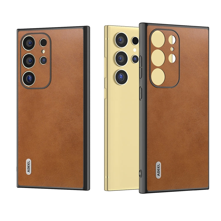 For Samsung Galaxy S24 Ultra 5G ABEEL Dual Color Cowhide Texture PU Phone Case(Brown) - HoMEdemic™ 