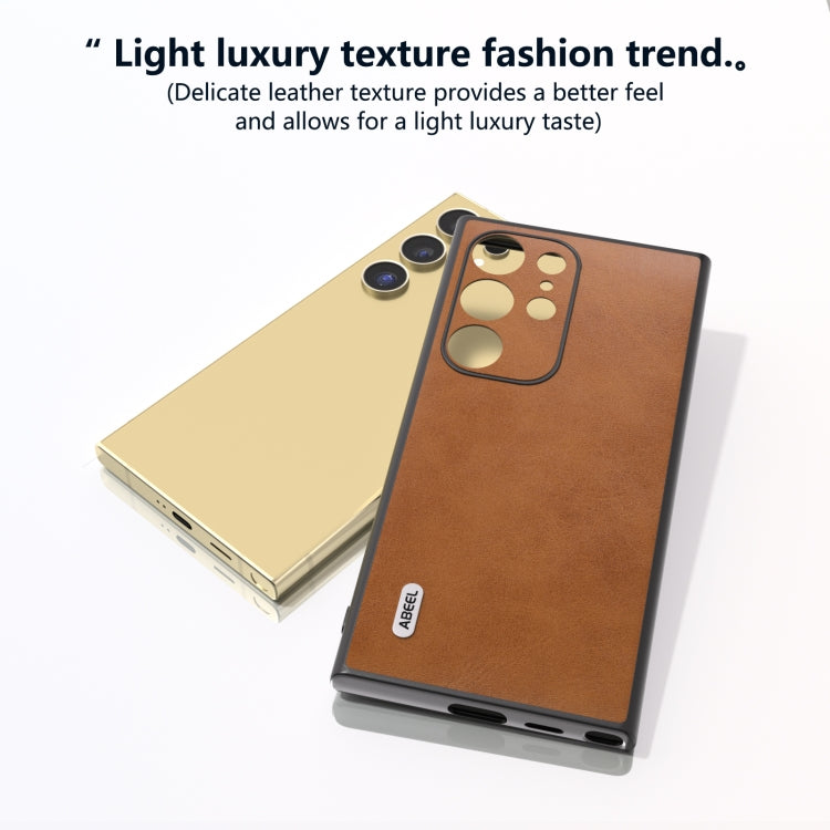 For Samsung Galaxy S24 Ultra 5G ABEEL Dual Color Cowhide Texture PU Phone Case(Brown) - HoMEdemic™ 