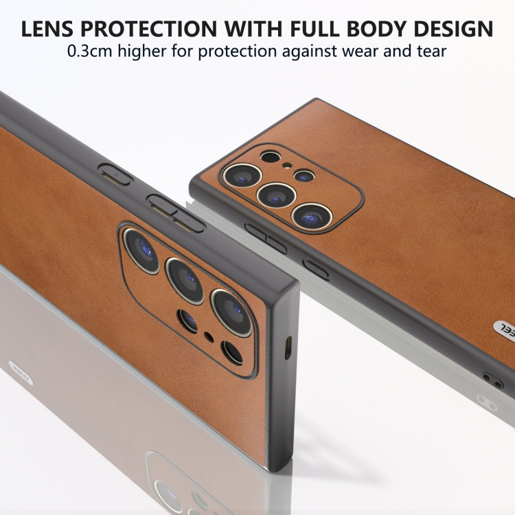 For Samsung Galaxy S24 Ultra 5G ABEEL Dual Color Cowhide Texture PU Phone Case(Brown) - HoMEdemic™ 