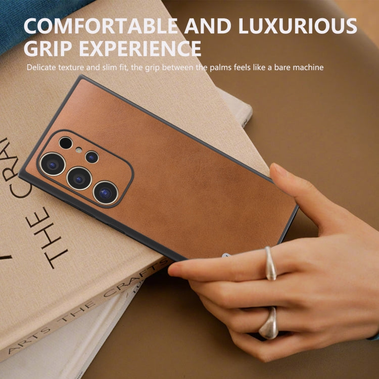 For Samsung Galaxy S24 Ultra 5G ABEEL Dual Color Cowhide Texture PU Phone Case(Brown) - HoMEdemic™ 