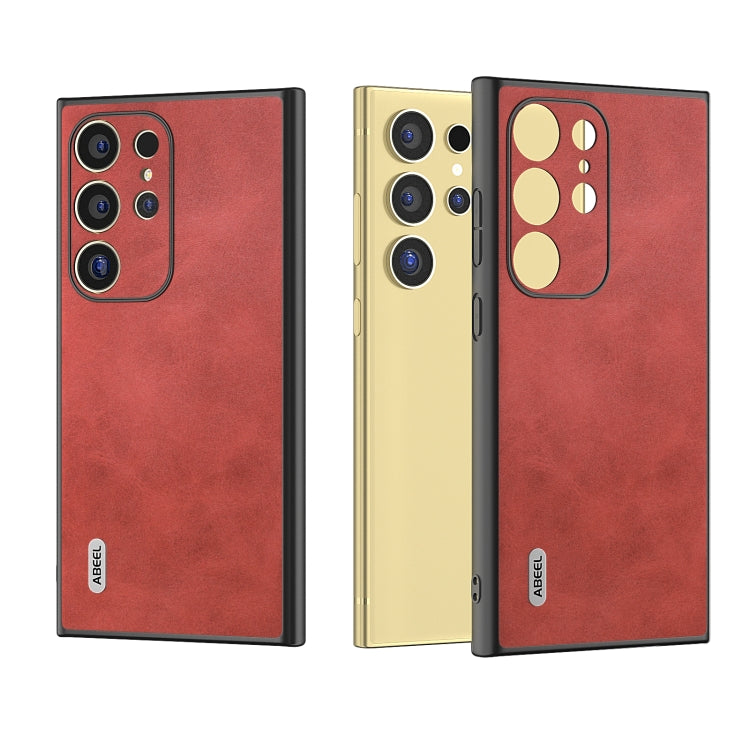 For Samsung Galaxy S24 Ultra 5G ABEEL Dual Color Cowhide Texture PU Phone Case(Red) - HoMEdemic™ 