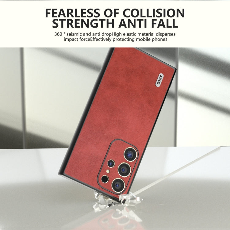 For Samsung Galaxy S24 Ultra 5G ABEEL Dual Color Cowhide Texture PU Phone Case(Red) - HoMEdemic™ 