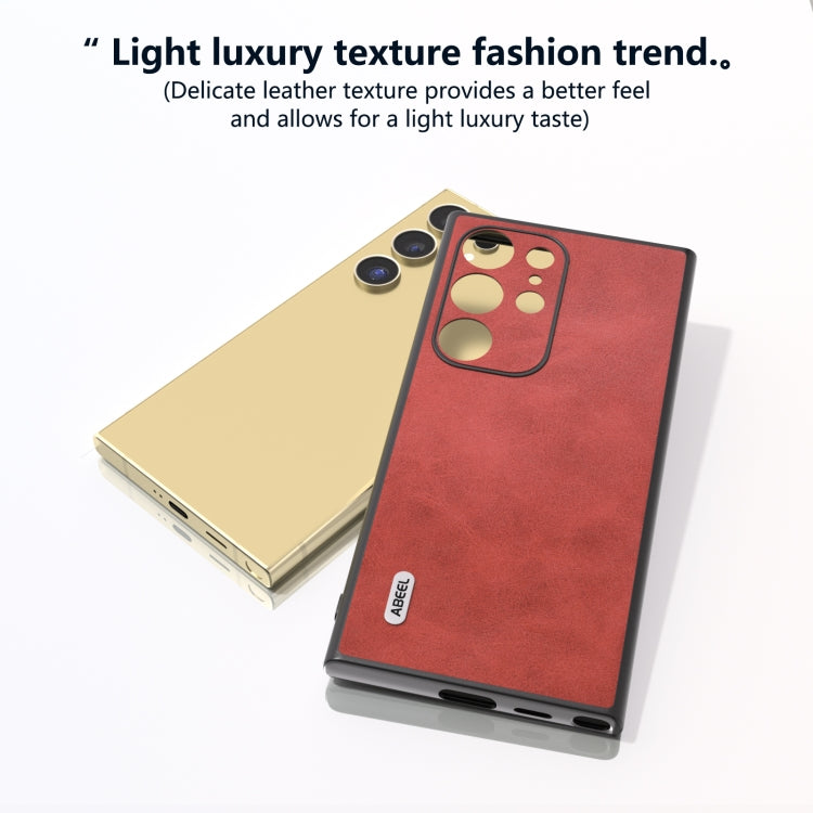 For Samsung Galaxy S24 Ultra 5G ABEEL Dual Color Cowhide Texture PU Phone Case(Red) - HoMEdemic™ 
