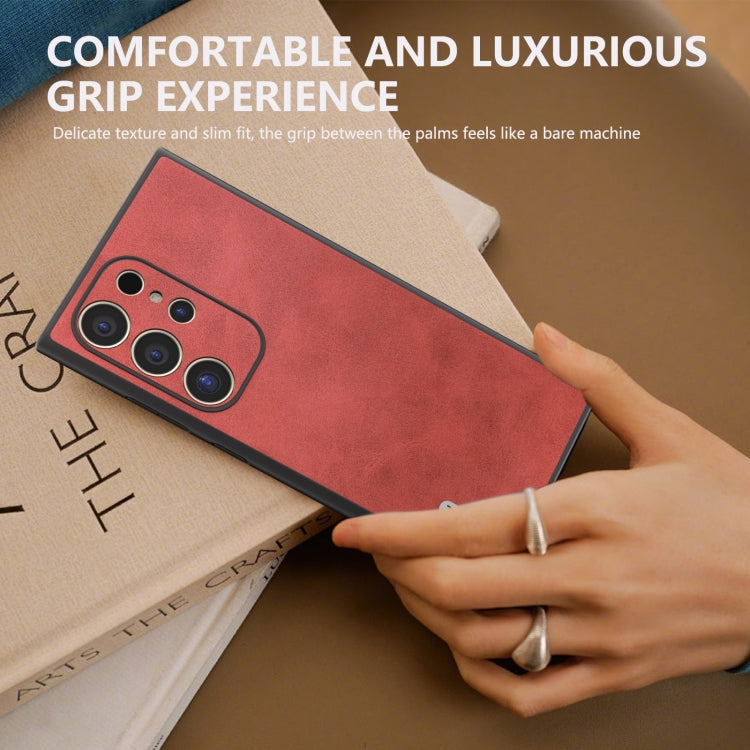 For Samsung Galaxy S24 Ultra 5G ABEEL Dual Color Cowhide Texture PU Phone Case(Red) - HoMEdemic™ 