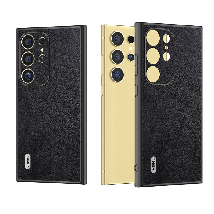 For Samsung Galaxy S24 Ultra 5G ABEEL Dual Color Lichi Texture PU Phone Case(Black) - HoMEdemic™ 