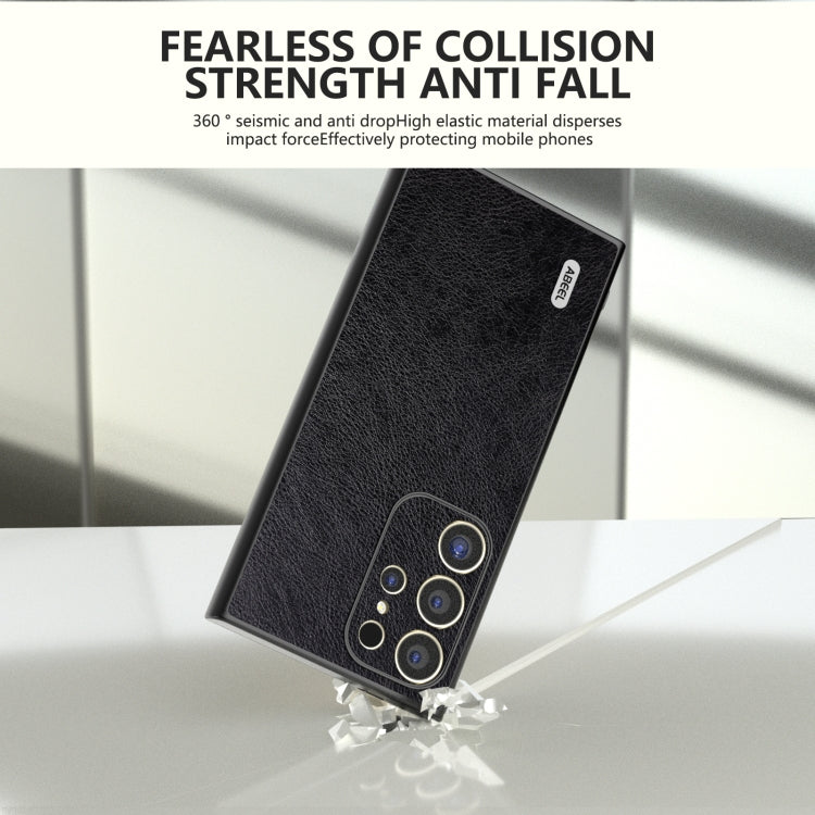 For Samsung Galaxy S24 Ultra 5G ABEEL Dual Color Lichi Texture PU Phone Case(Black) - HoMEdemic™ 