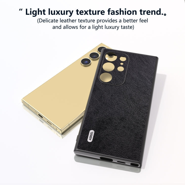 For Samsung Galaxy S24 Ultra 5G ABEEL Dual Color Lichi Texture PU Phone Case(Black) - HoMEdemic™ 
