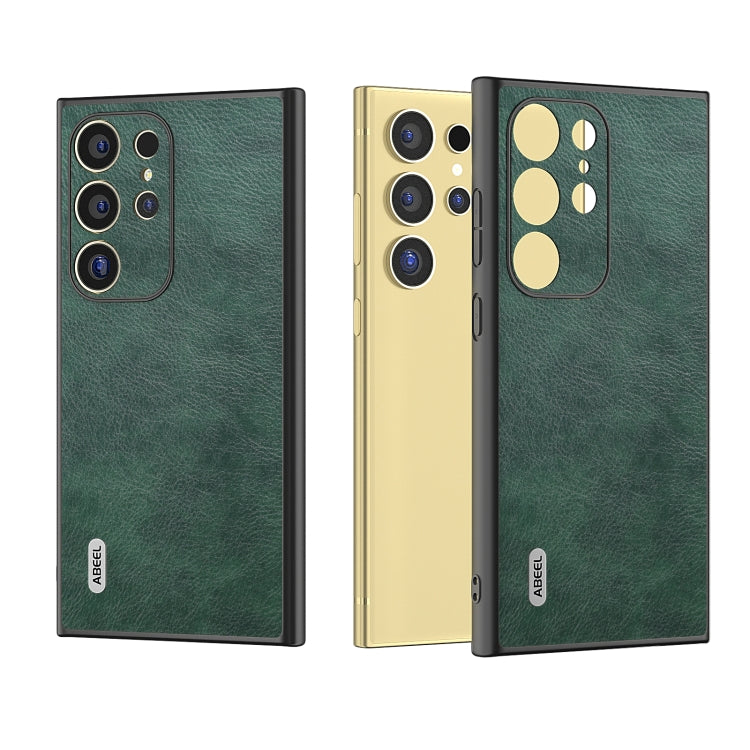 For Samsung Galaxy S24 Ultra 5G ABEEL Dual Color Lichi Texture PU Phone Case(Green) - HoMEdemic™ 