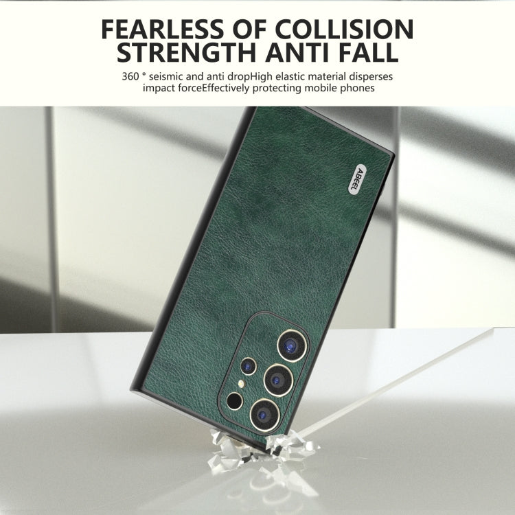 For Samsung Galaxy S24 Ultra 5G ABEEL Dual Color Lichi Texture PU Phone Case(Green) - HoMEdemic™ 
