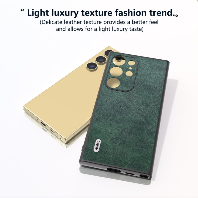 For Samsung Galaxy S24 Ultra 5G ABEEL Dual Color Lichi Texture PU Phone Case(Green) - HoMEdemic™ 