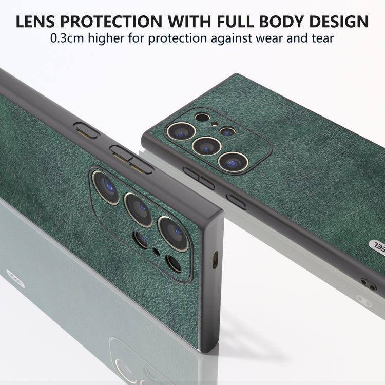 For Samsung Galaxy S24 Ultra 5G ABEEL Dual Color Lichi Texture PU Phone Case(Green) - HoMEdemic™ 