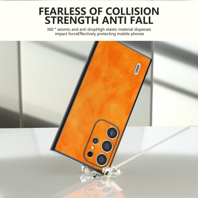 For Samsung Galaxy S24 Ultra 5G ABEEL Dual Color Lichi Texture PU Phone Case(Orange) - HoMEdemic™ 
